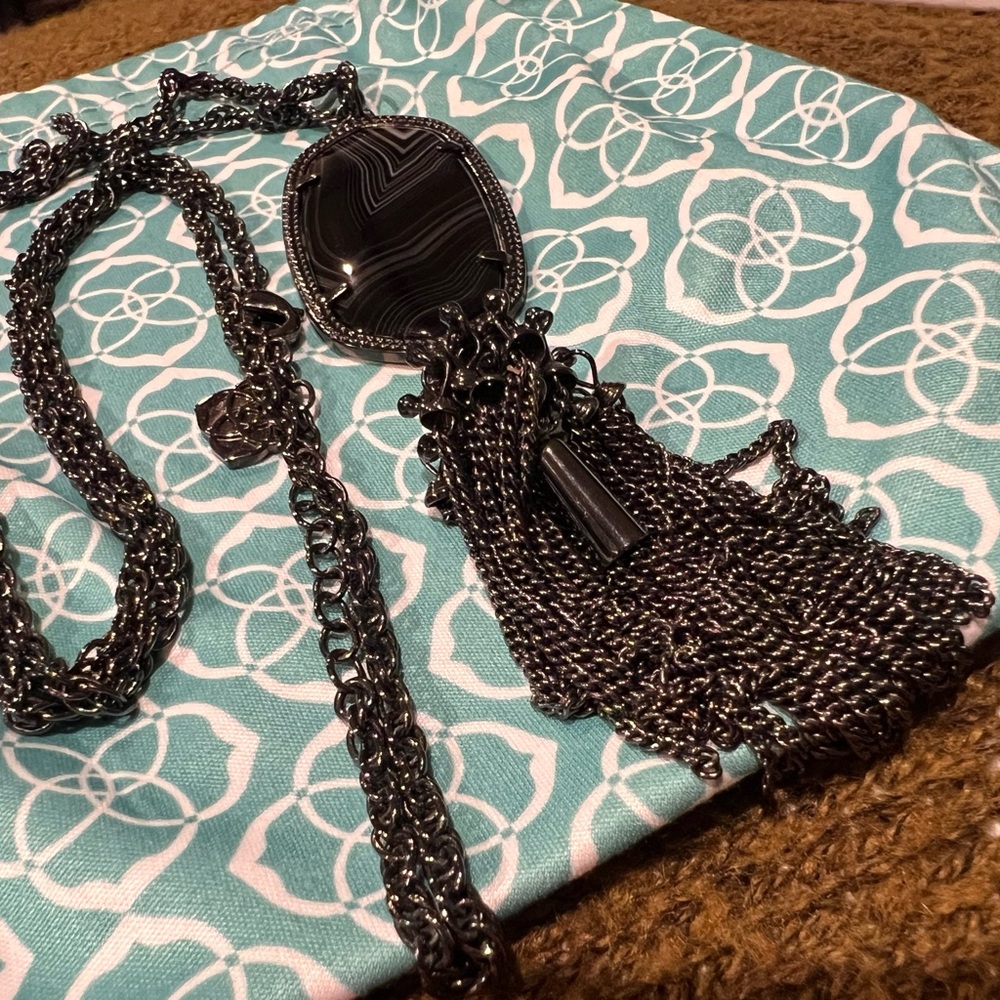 Kendra Scott Black Agate Tassel Pendant Necklace
